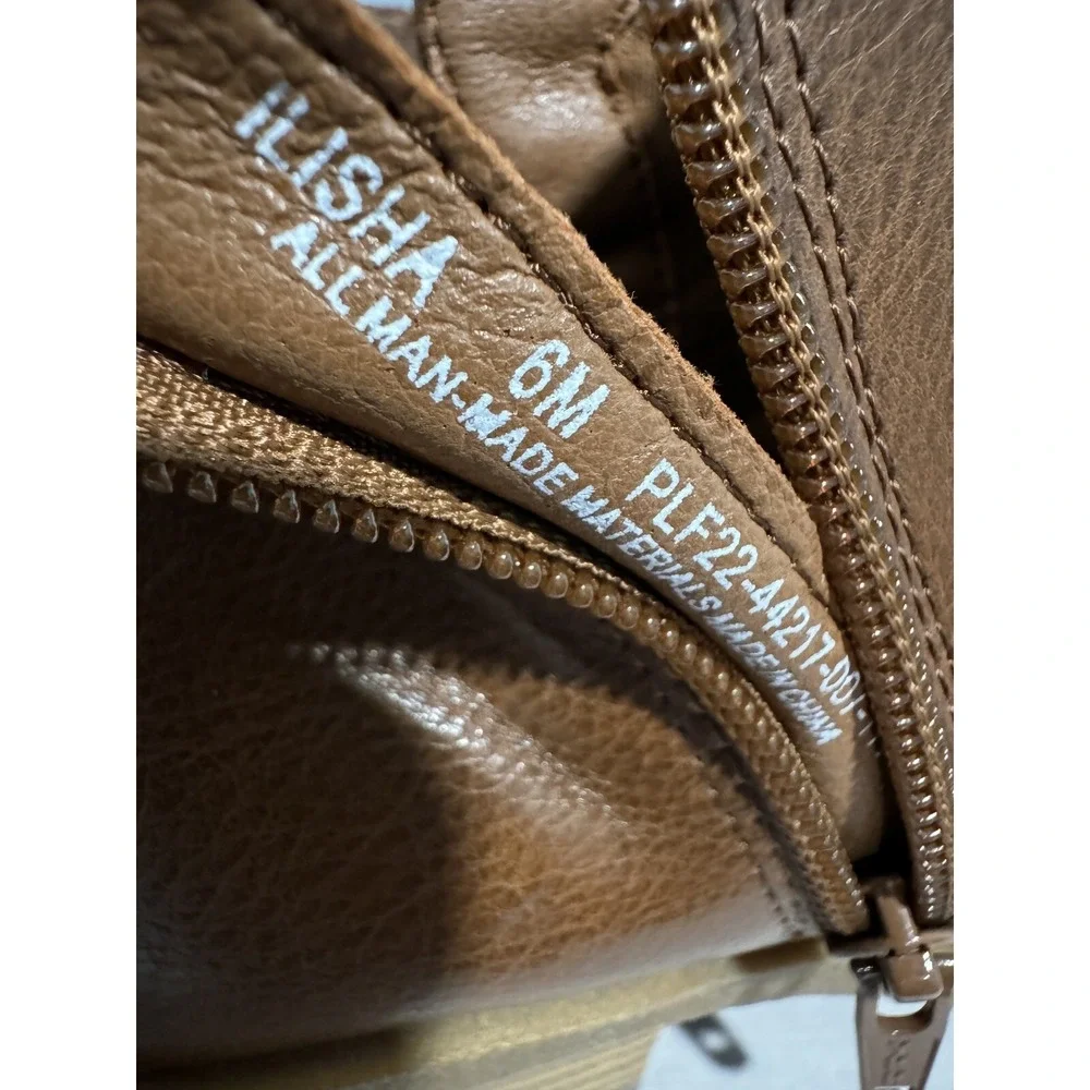 Frye & Co ILISHA Stacked Heel Boot Tan Ankle Side Zip Womens 6M See Desc*
